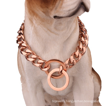 Factory Drop Shipping 19mm Dog Choker Rose Gold Pet Dog Chains For Rottweiler Doberman Bully Accessories